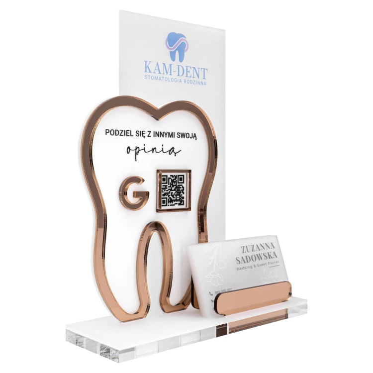 Acrylic stand with QR code and space for business cards - size 22 cm - ST088