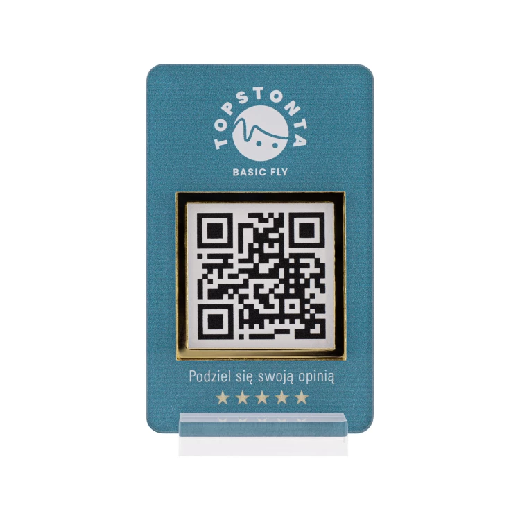 Information stand with QR code - transparent acrylic with UV print - dimensions 55x95mm - ST062