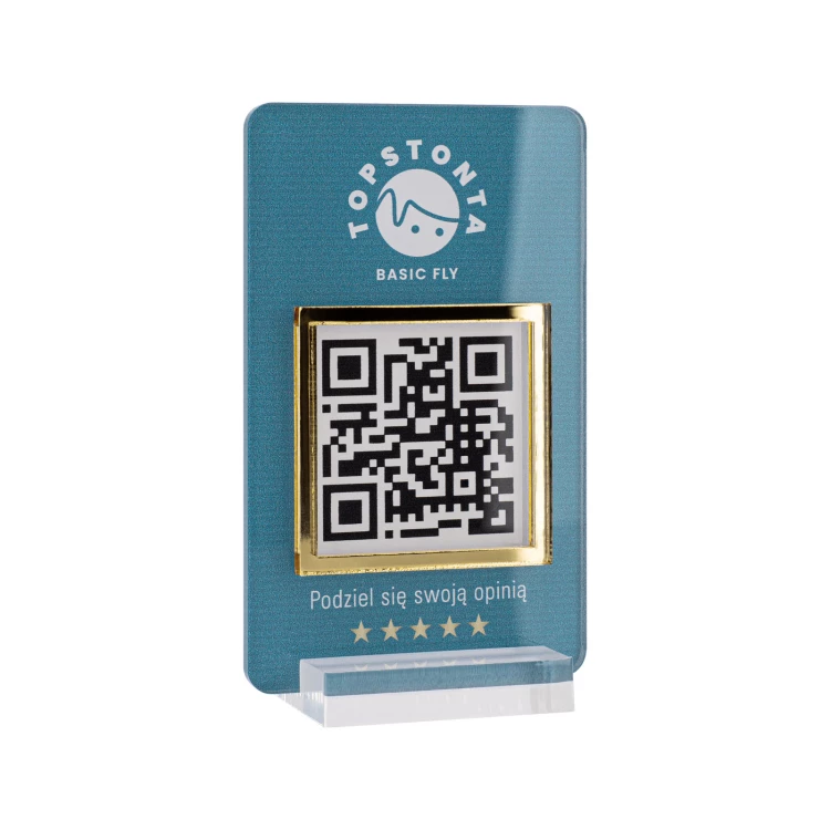 Information stand with QR code - transparent acrylic with UV print - dimensions 55x95mm - ST062