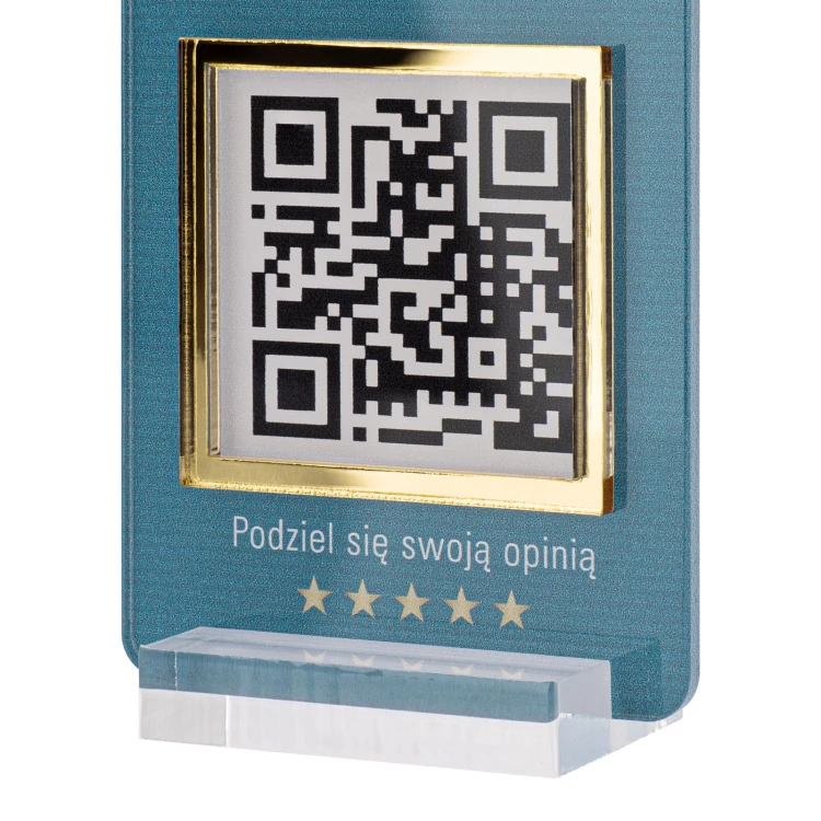 Information stand with QR code - transparent acrylic with UV print - dimensions 55x95mm - ST062