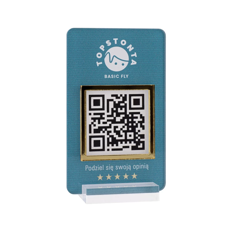 Information stand with QR code - transparent acrylic with UV print - dimensions 55x95mm - ST062