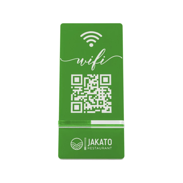 Information stand with QR code - green engraving laminate - size 50x110mm - ST061
