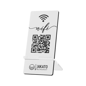 Information stand with QR code - white engraving laminate - size 50x110mm - ST066