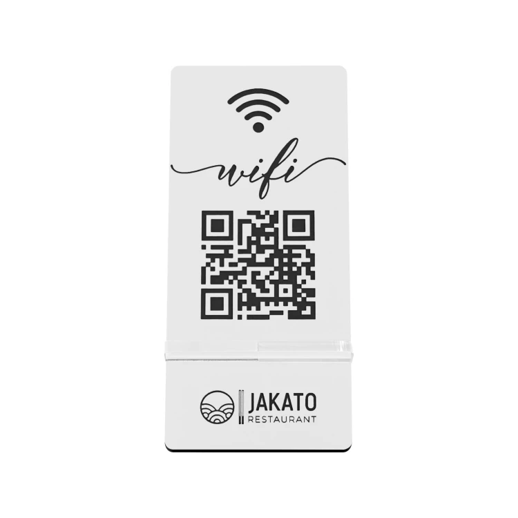 Information stand with QR code - white engraving laminate - size 50x110mm - ST066