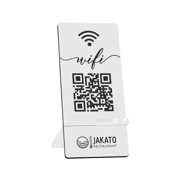Information stand with QR code - white engraving laminate - size 50x110mm - ST066