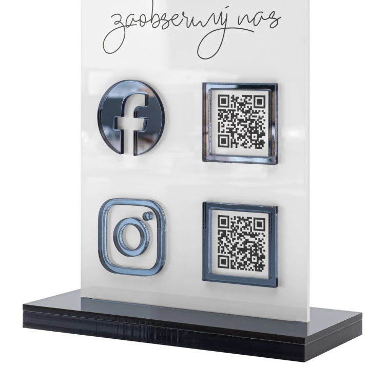 Information stand with QR codes and raised logo - dimensions 140x240mm - ST067