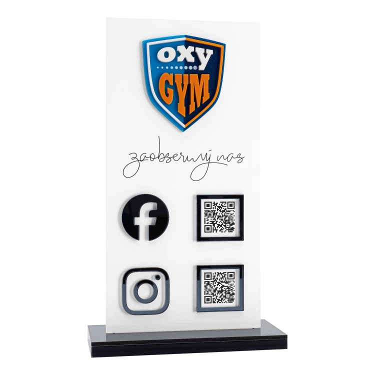 Information stand with QR codes and raised logo - dimensions 140x240mm - ST067