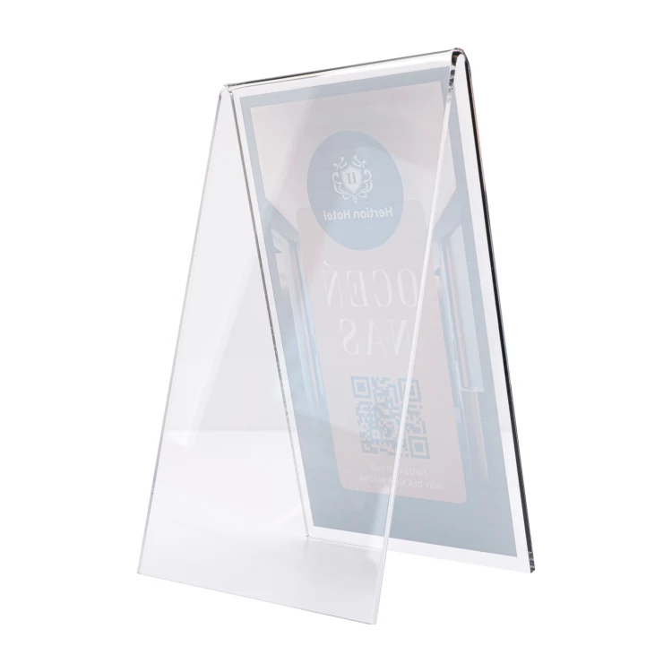 Information stand with QR code - transparent acrylic with UV print - dimensions 100x175mm - ST068
