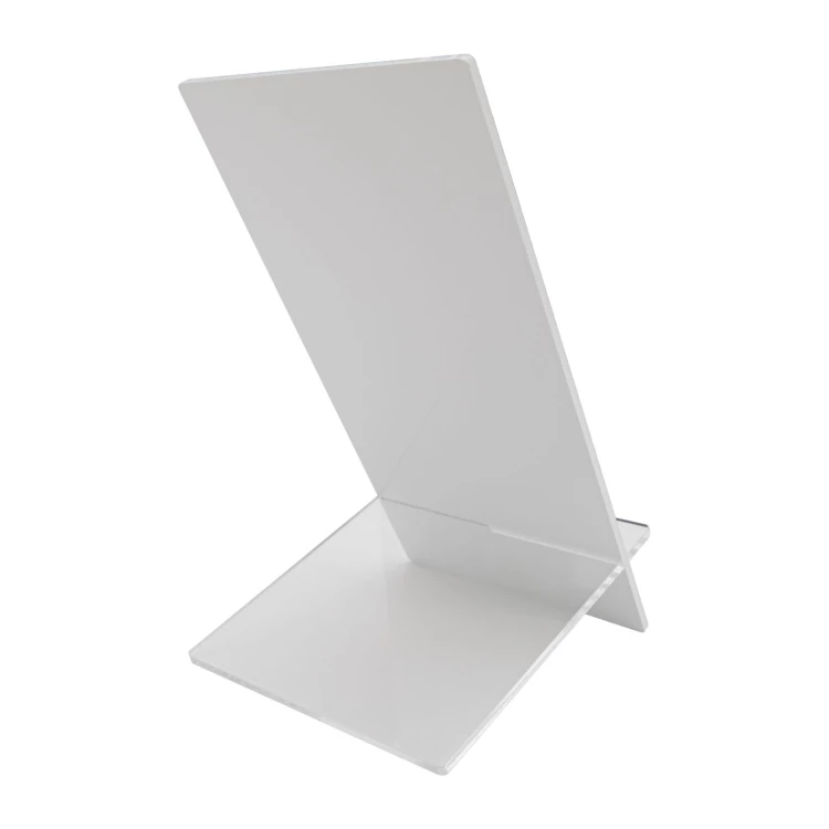Information stand with QR code - white acrylic with UV print - size 90x175mm - ST070