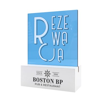Restaurant reservation stand - blue acrylic - dimensions 102x140mm - ST078