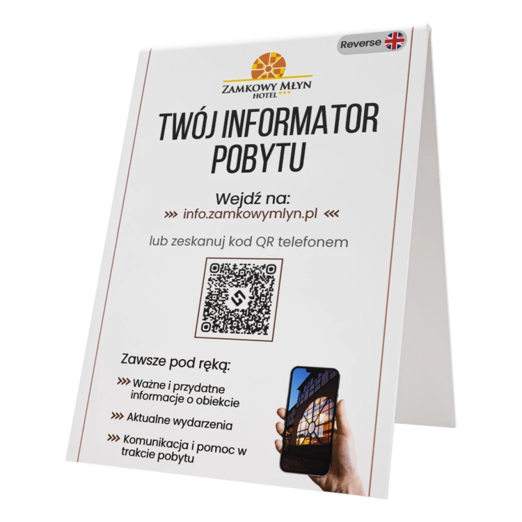 Stojak informacyjny z dwustronnym nadrukiem UV (format A4 lub A5) - ST083