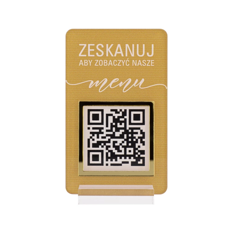 Menu stand with QR code - transparent acrylic with UV print - dimensions 55x95mm - ST058