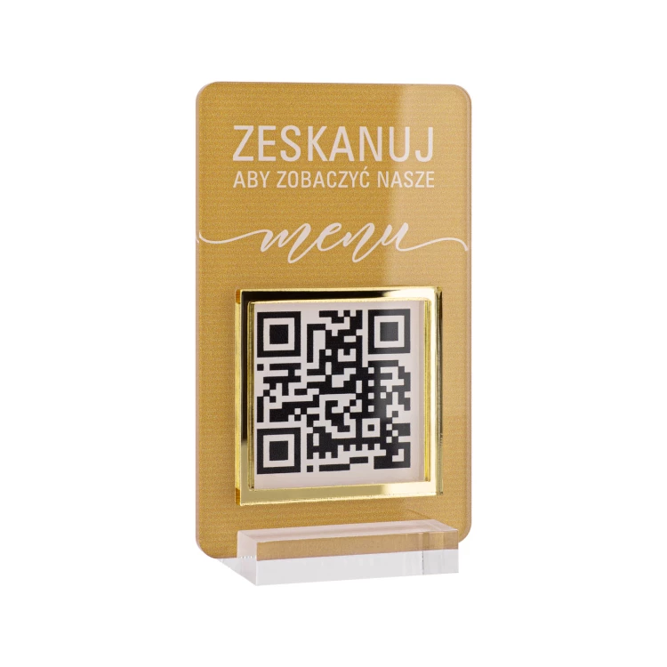 Menu stand with QR code - transparent acrylic with UV print - dimensions 55x95mm - ST058