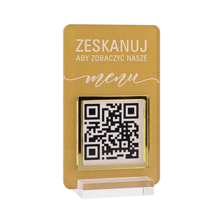 Menu stand with QR code - transparent acrylic with UV print - dimensions 55x95mm - ST058