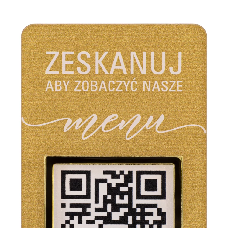 Menu stand with QR code - transparent acrylic with UV print - dimensions 55x95mm - ST058