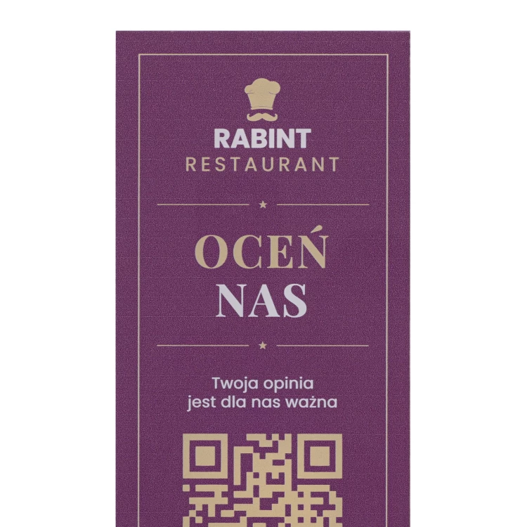 Menu stand with QR code - transparent acrylic with UV print - height 25 cm - ST064