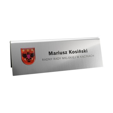 Business card for desk with name and surname - crest with doming - size 170x60mm - ST075