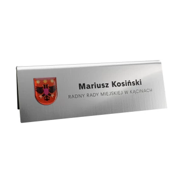 Business card for desk with name and surname - crest with doming - size 170x60mm - ST075