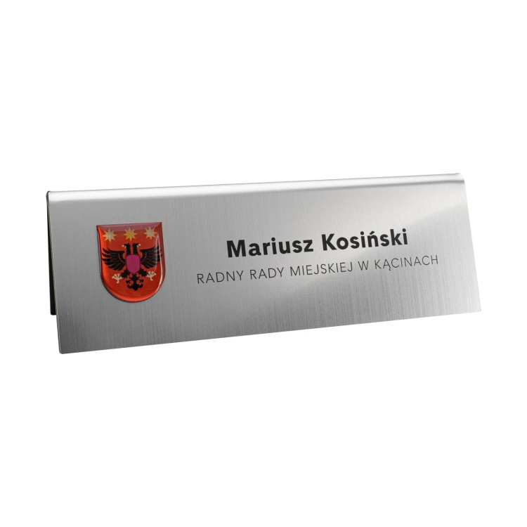 Business card for desk with name and surname - crest with doming - size 170x60mm - ST075