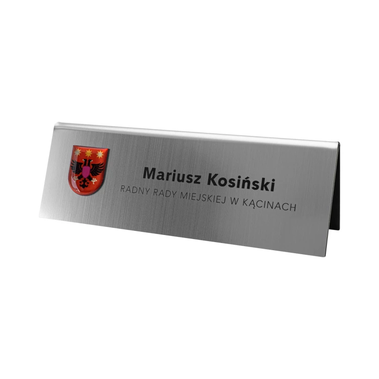 Business card for desk with name and surname - crest with doming - size 170x60mm - ST075