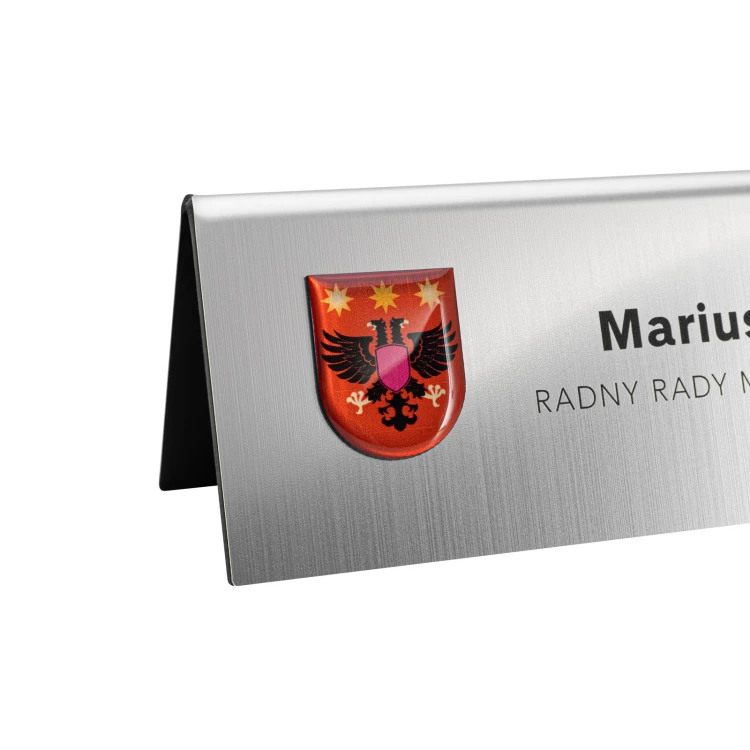 Business card for desk with name and surname - crest with doming - size 170x60mm - ST075