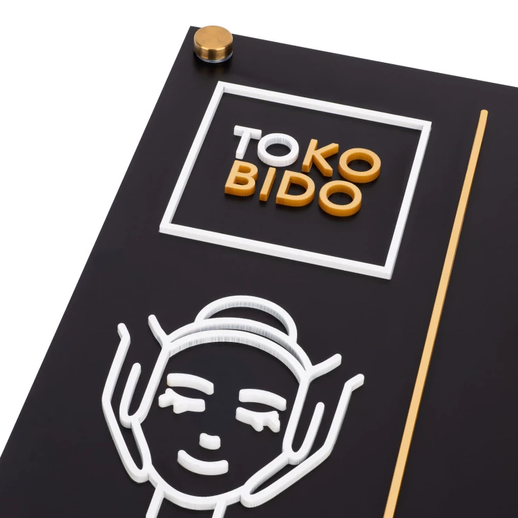 Company sign with raised logo - black laminate with white engraving - size 297x210mm - SZ182