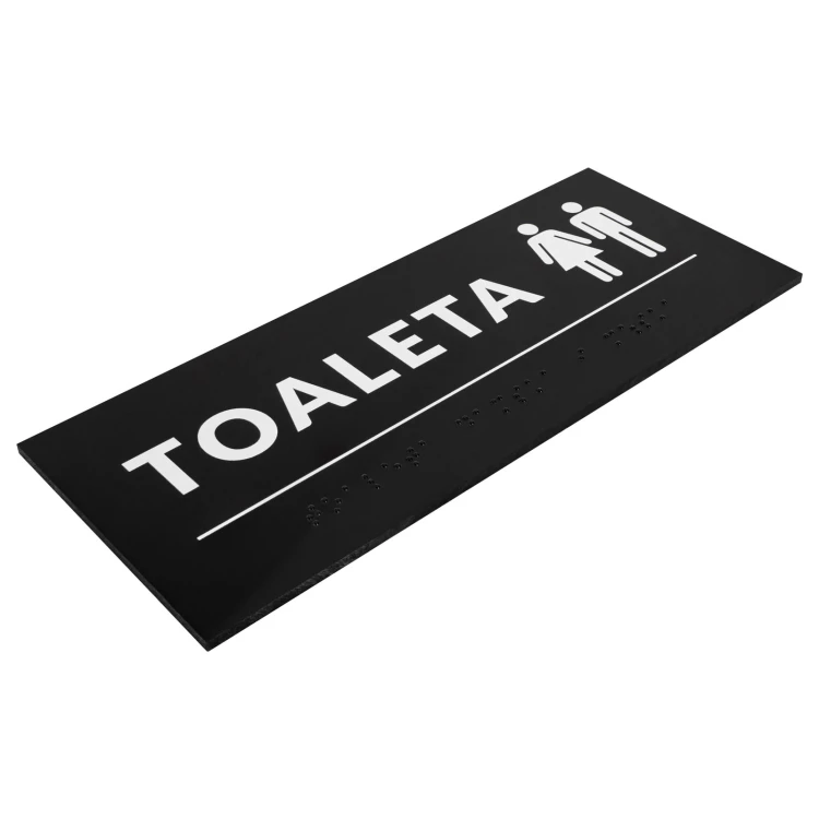 Braille sign - toilet - hard PVC - size 200x80 mm - TAB670