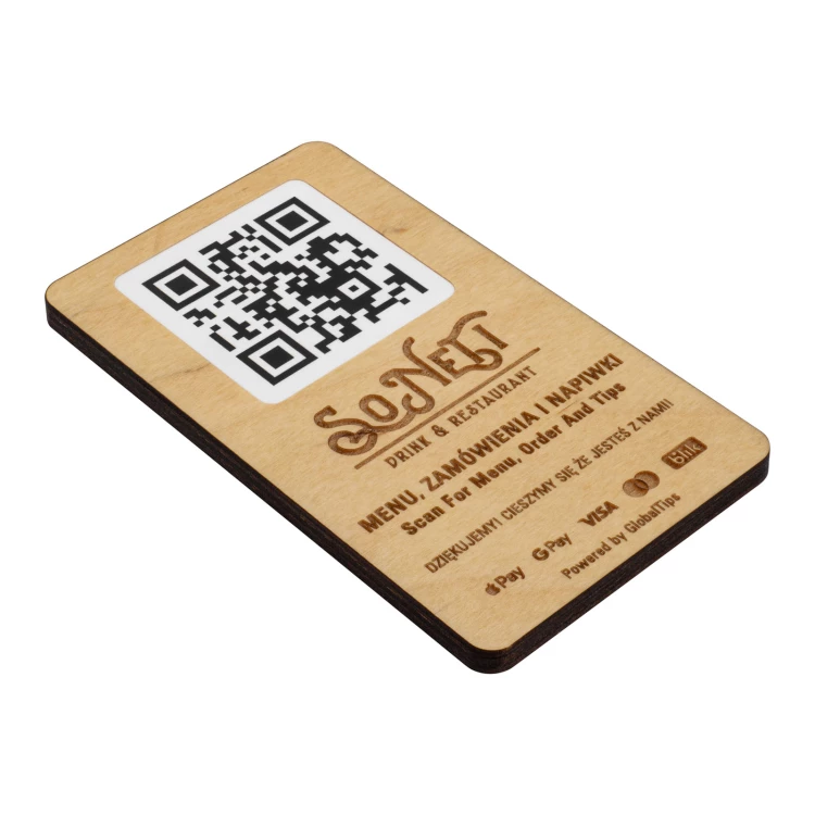 Plaque/Menu with exchangeable QR code and company logo - size 120x70 mm - TAB682