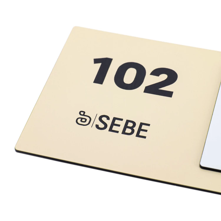 Door plaque with company logo and braille - Dimension 200x84mm - TAB627