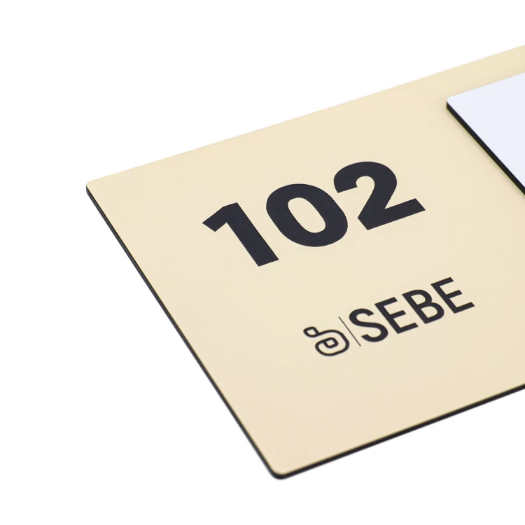 Door plaque with company logo and braille - Dimension 200x84mm - TAB627