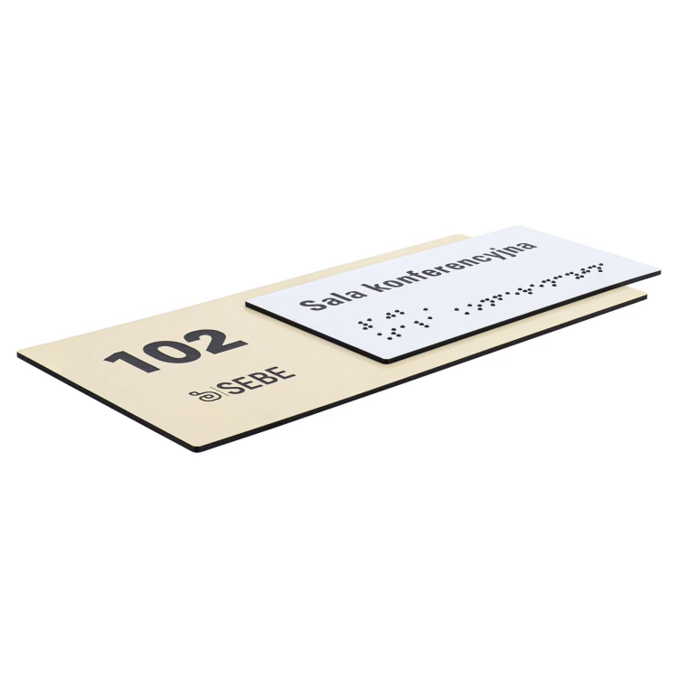 Door plaque with company logo and braille - Dimension 200x84mm - TAB627