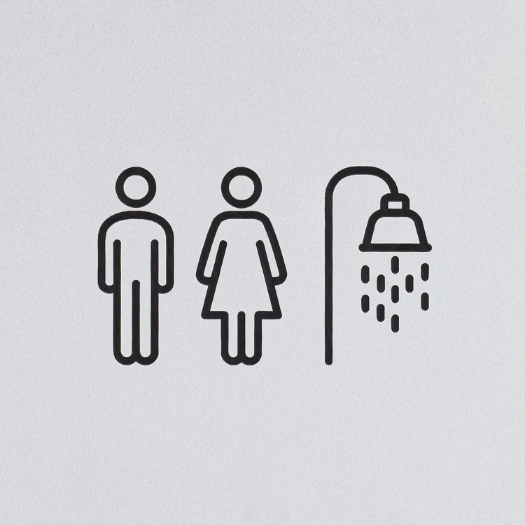 Plaque with pictograms and Braille - toilet with shower - size 100x150mm - TAB636