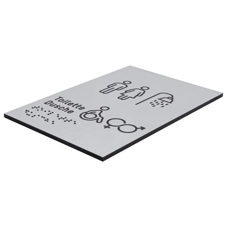 Plaque with pictograms and Braille - toilet with shower - size 100x150mm - TAB636