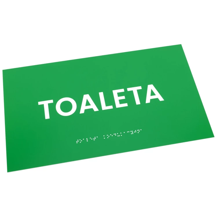 Toilet - Braille plaque - green engraving laminate - size 350x200mm - TAB597