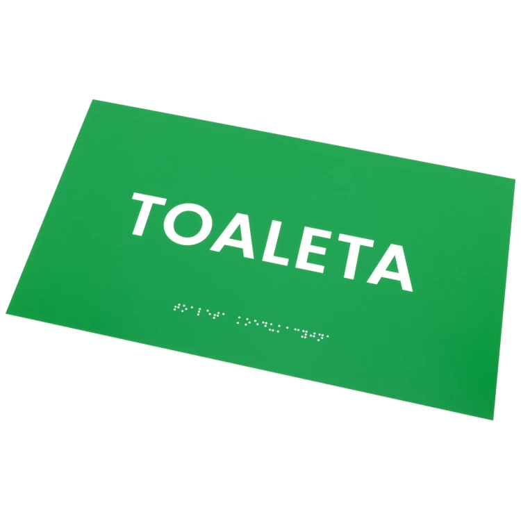 Toilet - Braille plaque - green engraving laminate - size 350x200mm - TAB597