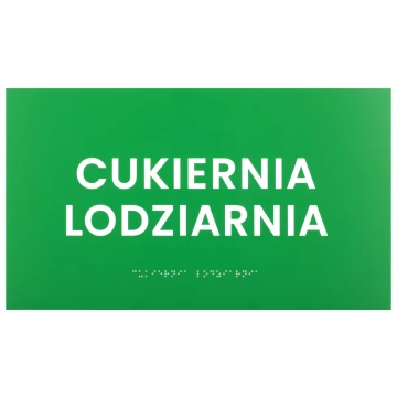 Braille plaque - green engraving laminate - size 350x200mm - TAB599
