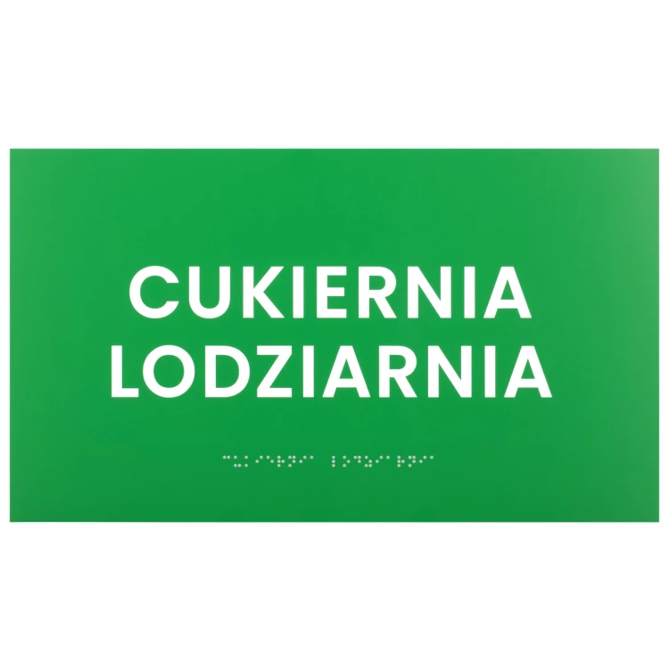 Braille plaque - green engraving laminate - size 350x200mm - TAB599