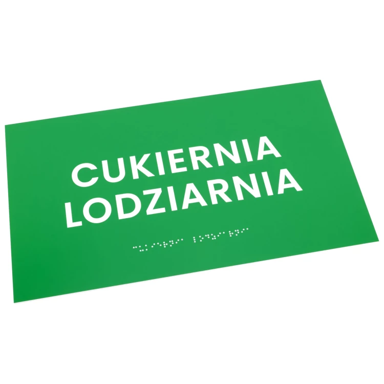 Braille plaque - green engraving laminate - size 350x200mm - TAB599