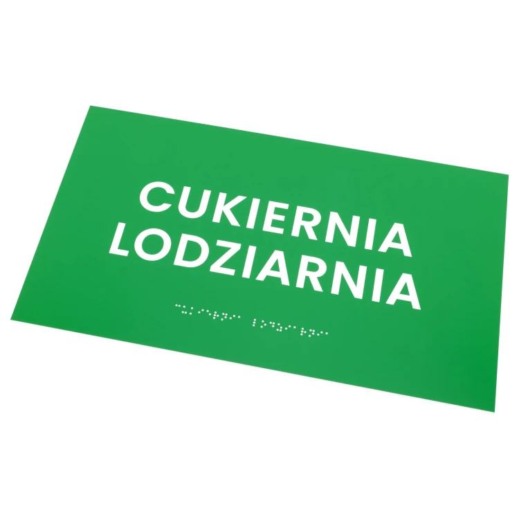 Braille plaque - green engraving laminate - size 350x200mm - TAB599