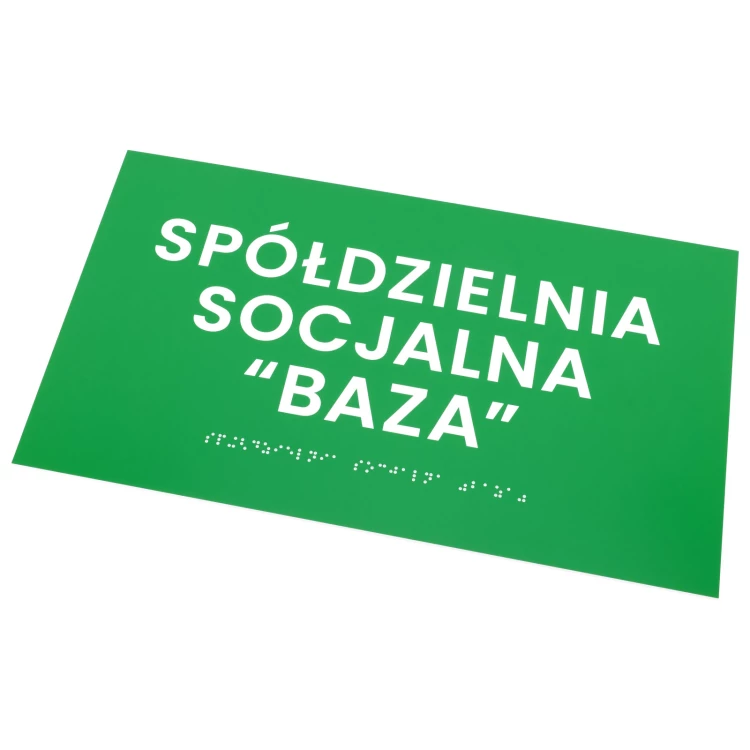 Braille plaque - green engraving laminate - size 350x200mm - TAB600