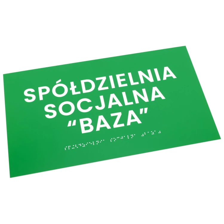 Braille plaque - green engraving laminate - size 350x200mm - TAB600
