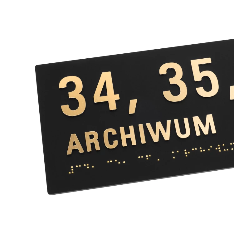Archive plate with Braille and numbering - size 250x110mm - TAB601