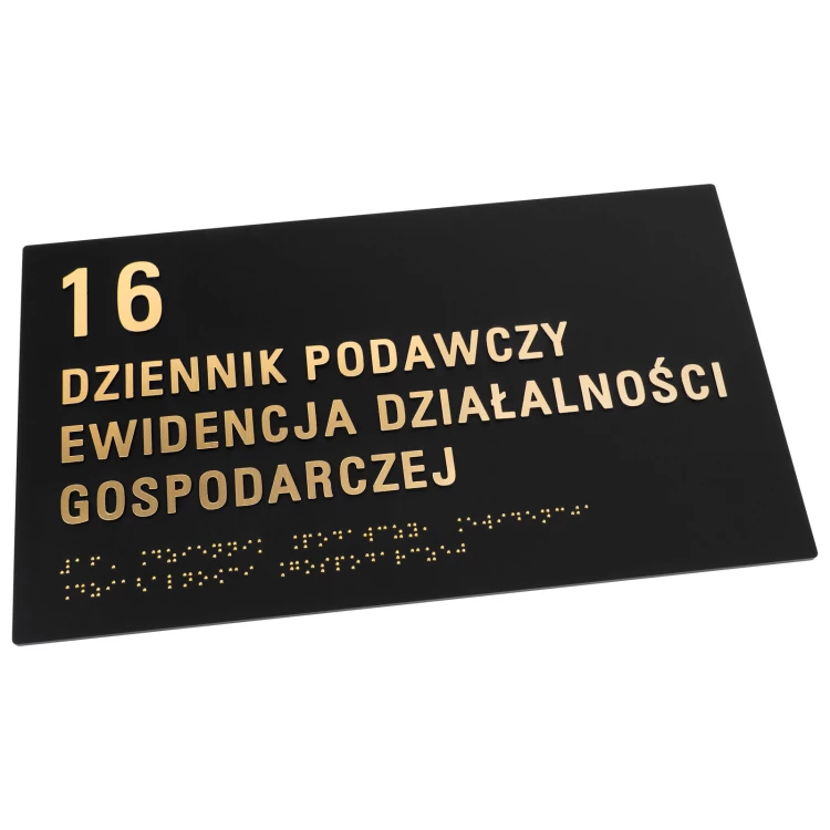 Braille and numbering plaque - dimensions 310x180mm - TAB603