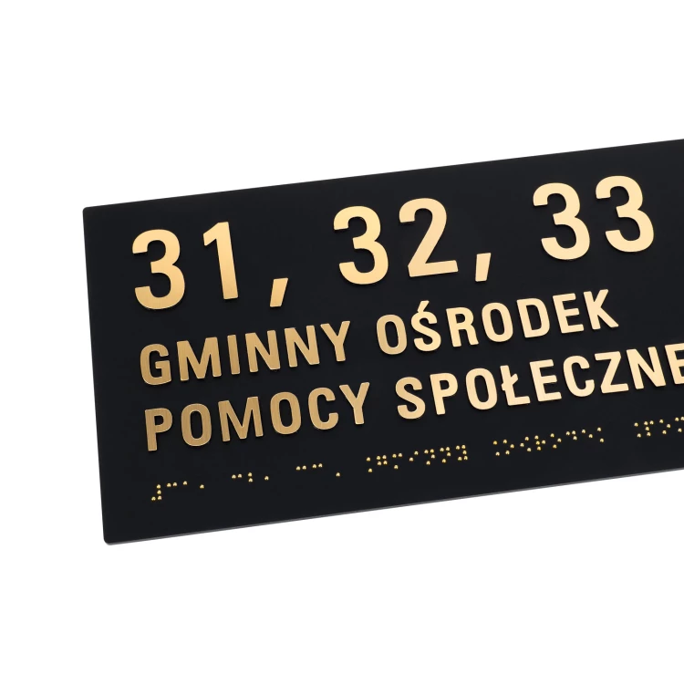 Braille and numbering plaque - dimensions 340x110mm - TAB605