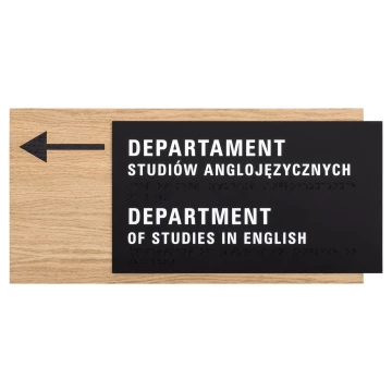 Braille sign - oak veneered board - dimensions 365x170mm - TAB613