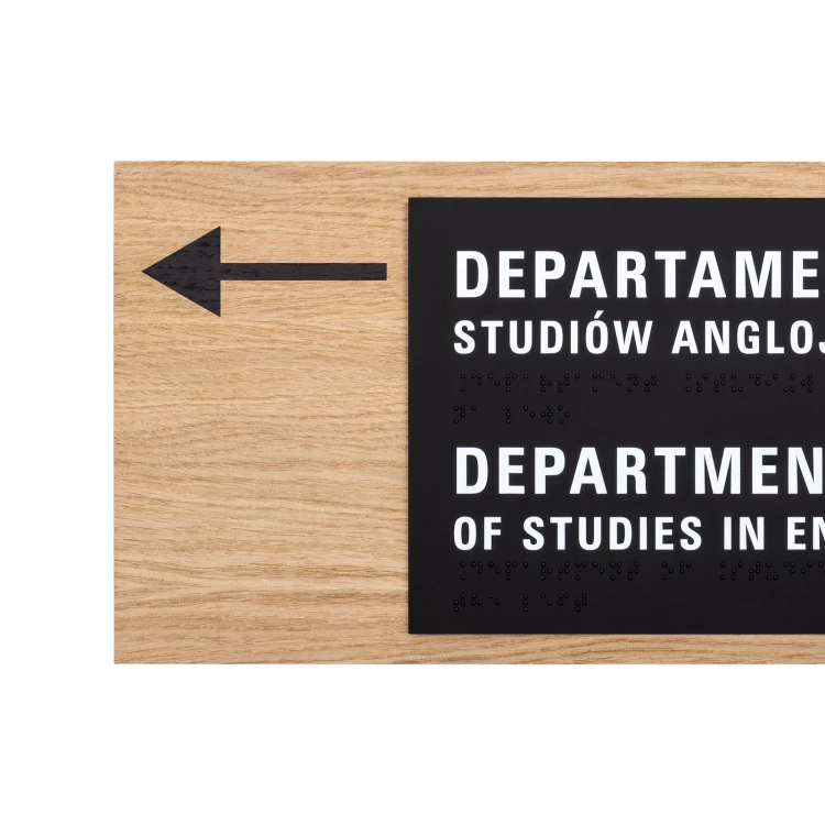 Braille sign - oak veneered board - dimensions 365x170mm - TAB613