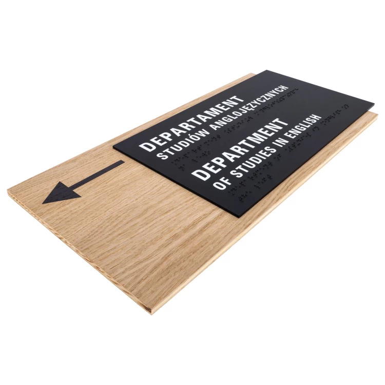 Braille sign - oak veneered board - dimensions 365x170mm - TAB613