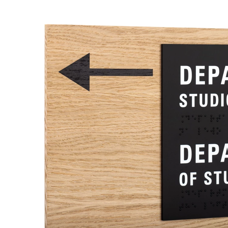Braille sign - oak veneered board - dimensions 365x170mm - TAB613