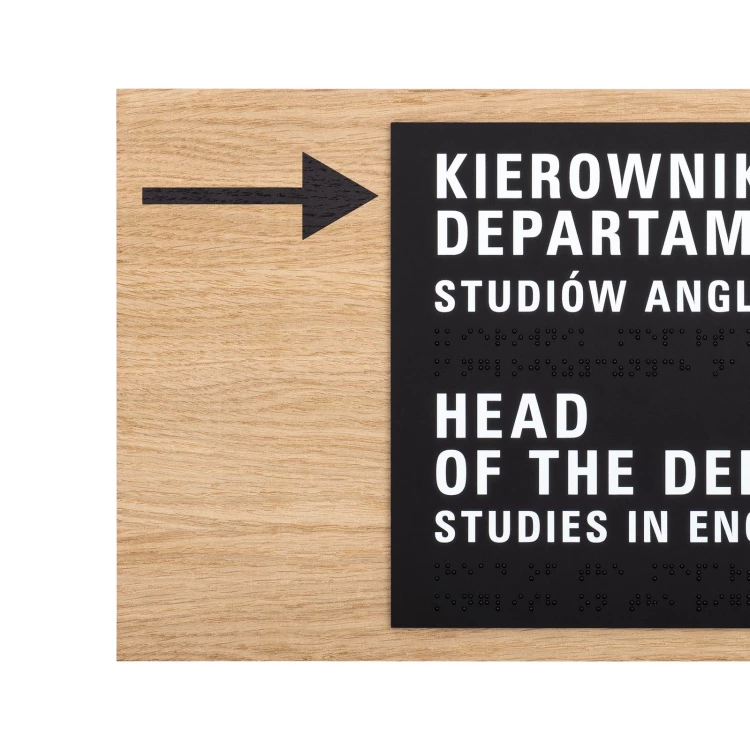 Braille sign - oak veneered board - dimensions 365x200mm - TAB614