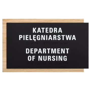 Braille sign - oak veneered board - size 284x170mm - TAB616